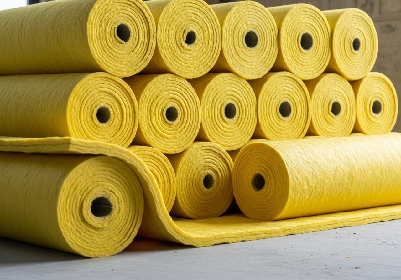 Rollo de lana mineral certificada para aislamiento térmico